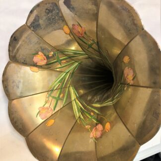 Large Nickel Phonograph Horn with painted Flowers